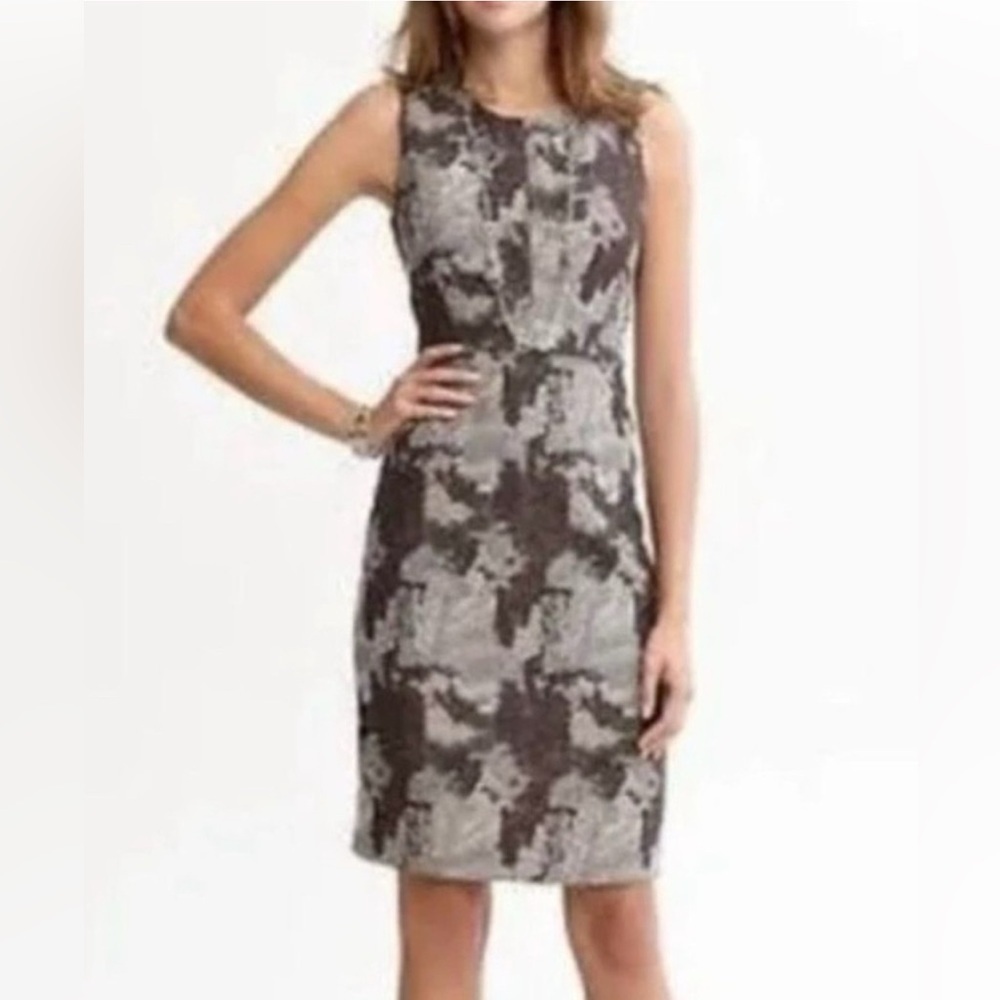 Banana Republic | Brown,Grey&Gold |Patterned | Sleeveless |Sheath Dress |Size 12